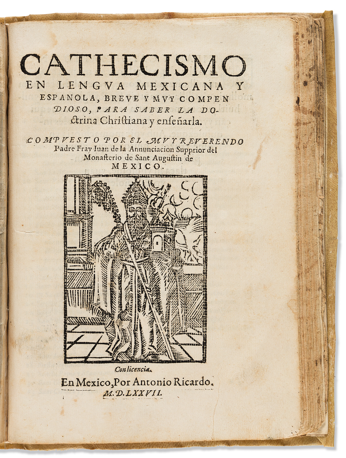 (MEXICAN IMPRINT--1577.) Juan de la Anunciación. Sermonario en lengua mexicana.